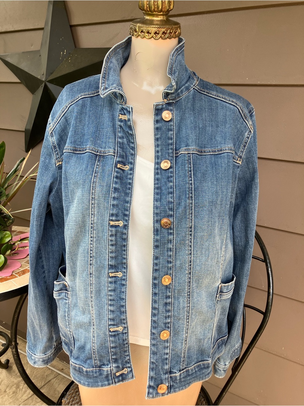 Chico's Light-Mid Blue Denim Jacket - Picture 2 of 5